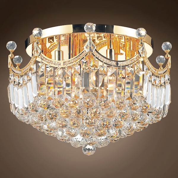 Joshua Marshal Royal Throne Design 9 Light 20 Gold Flush Mount With Clear European Cr 701148-004